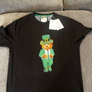 Black Shirt with Green Bear Design